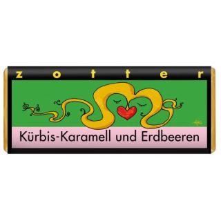 Kürbis-Karamell und Erdbeeren